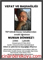 Çınardere Öğretmenlerinden  rahmetli Numan Dönmez.1944-2013