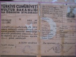 İlk okul diploması.1936-1937 dönemi.Balıklıçeşme İlk Okulu